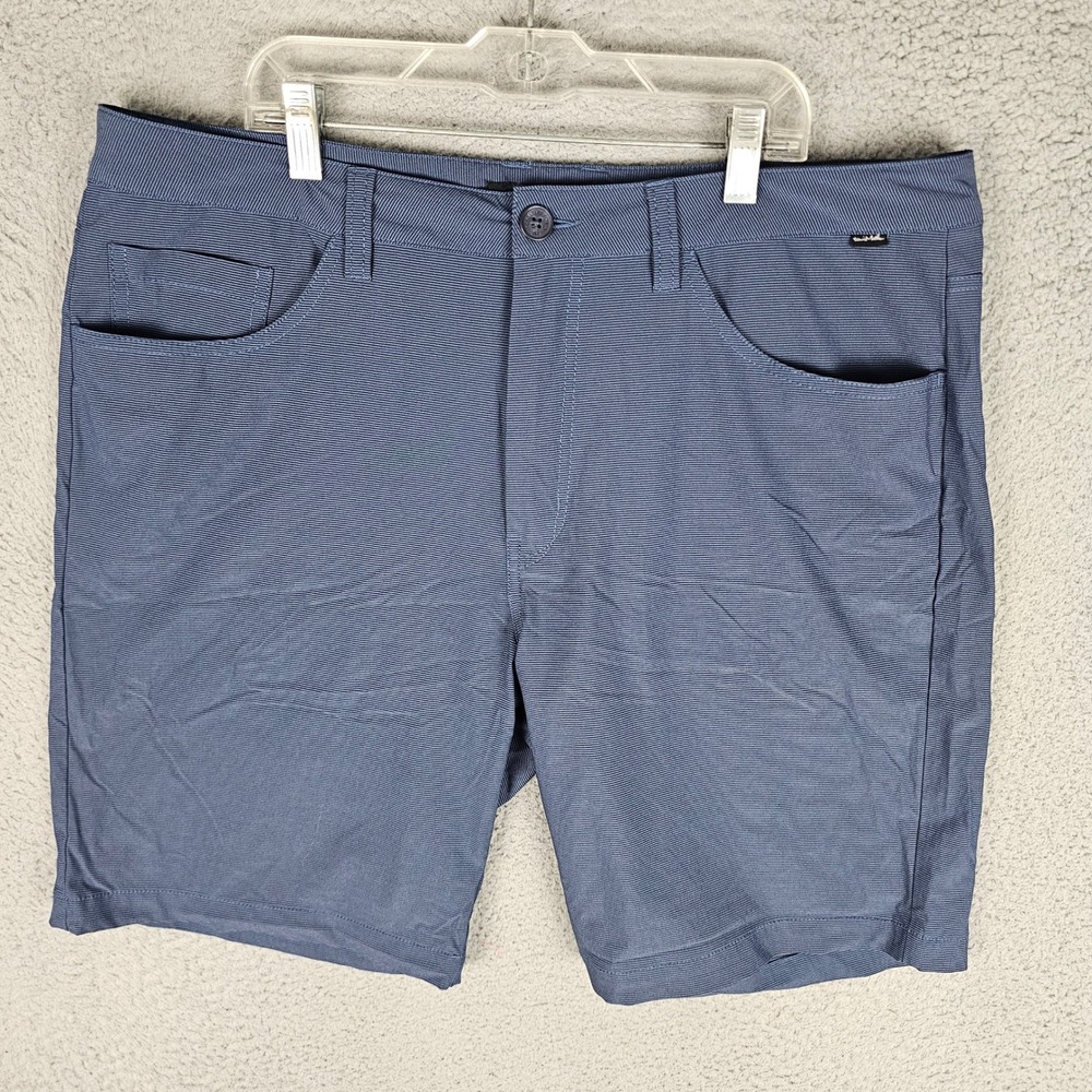 Travis Mathew Shorts Mens 36 Blue Beck Micro-Stripe Performance Golf Stretch